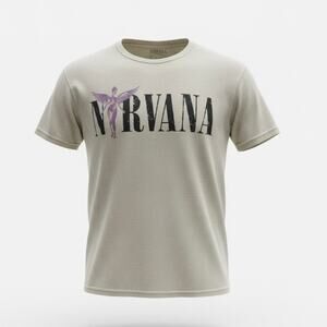 Nirvana Angel Graphic T-Shirt Beige Size Small Band Tee